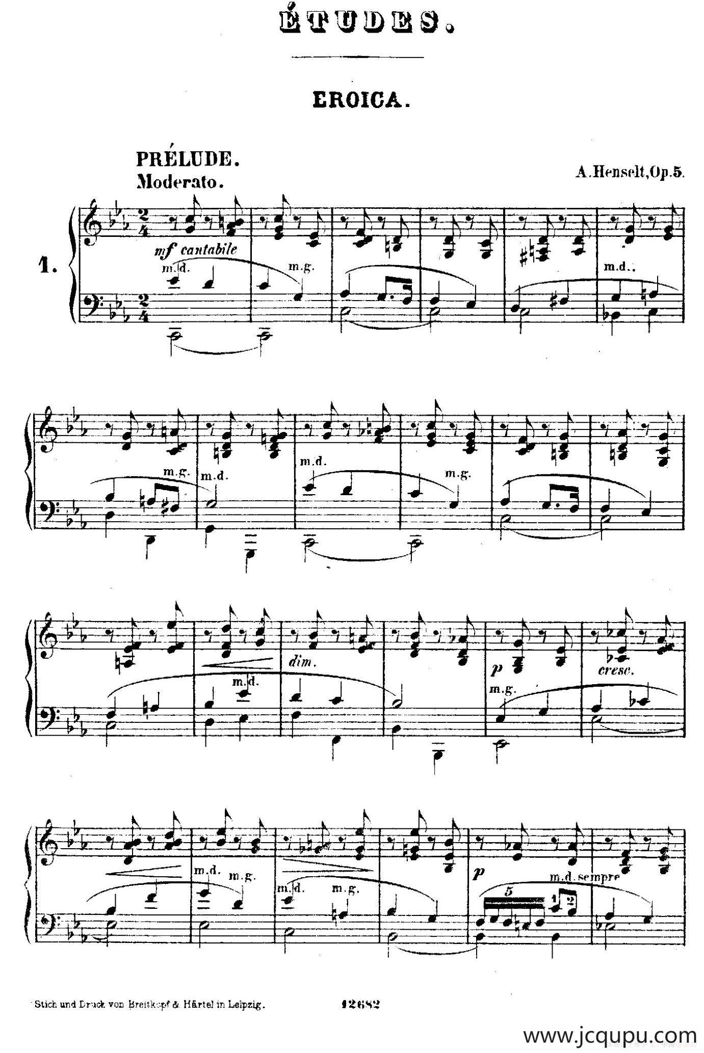 douze etudes de salon op.5(12首沙龙练习曲·1)简谱