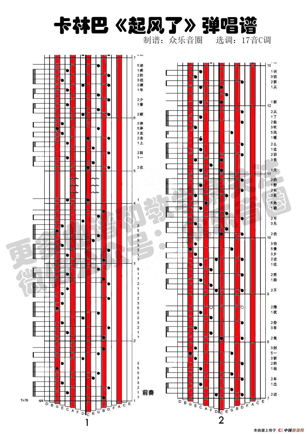 起风了(拇指琴卡林巴琴演奏谱)简谱