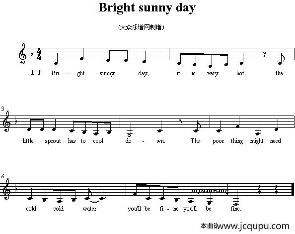 Bright sunny day（英文儿歌、五线谱）简谱
