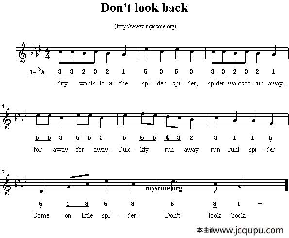 Don't look back（英文儿歌）简谱