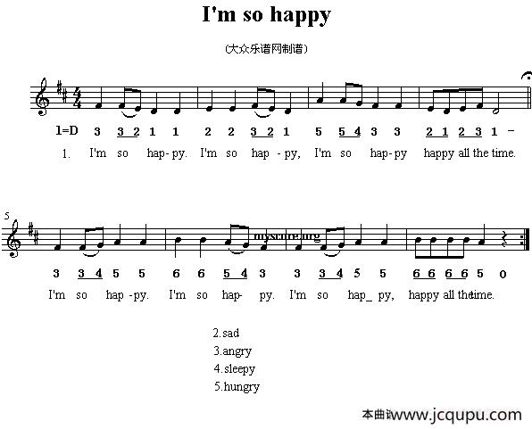 I'm so happy（英文儿歌）简谱