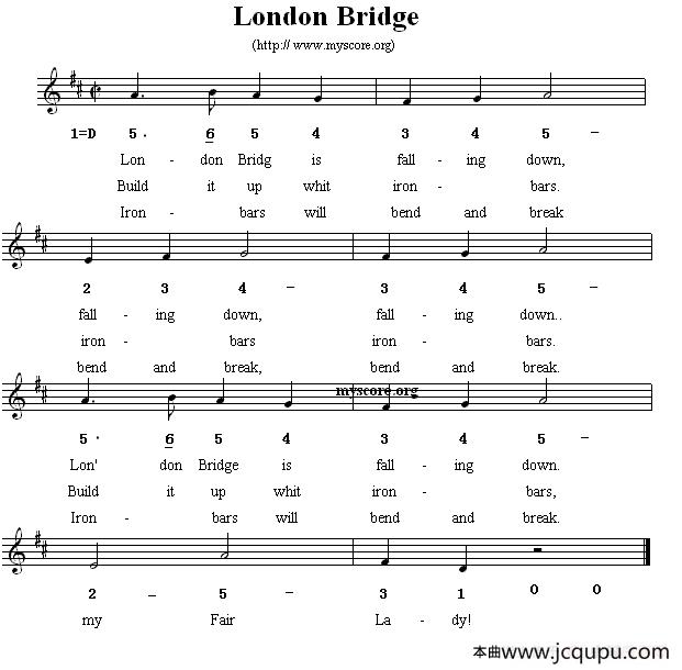 London Bridge （伦敦桥） （英文儿歌）简谱