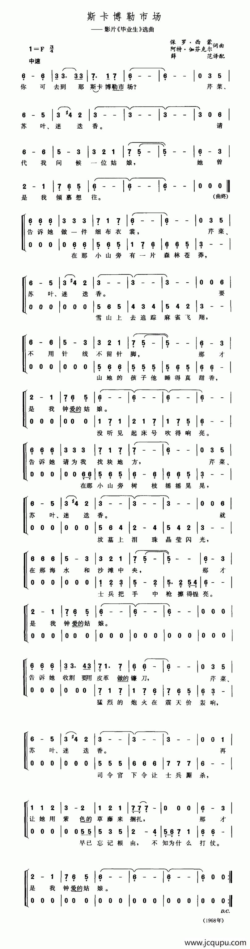 斯卡博勒市场简谱