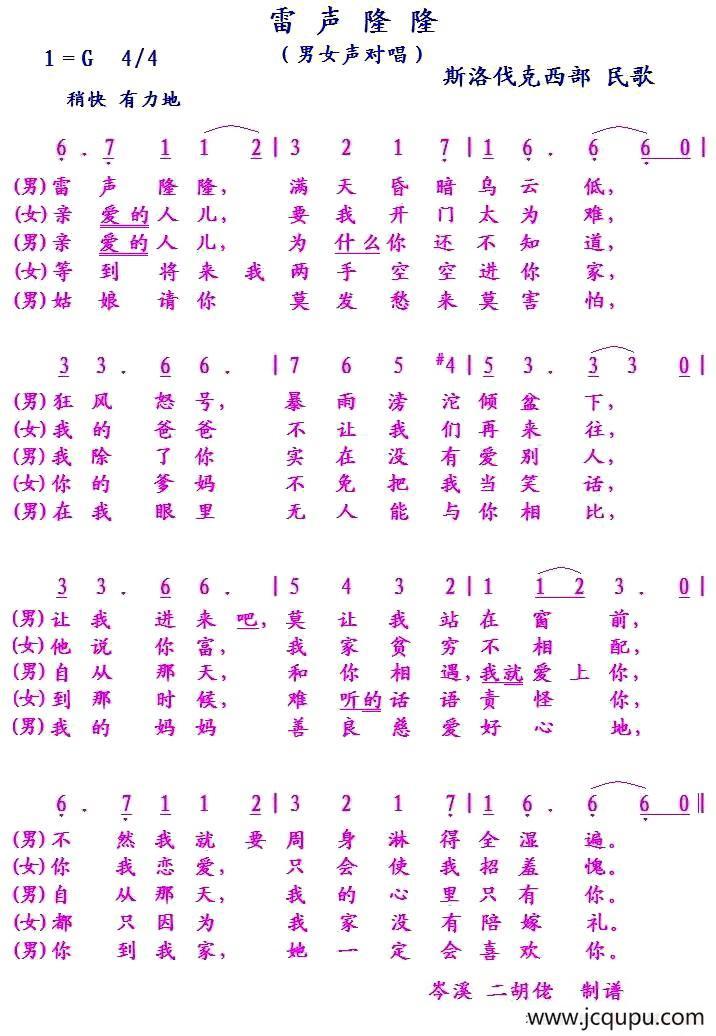 [斯洛伐克]雷声隆隆简谱