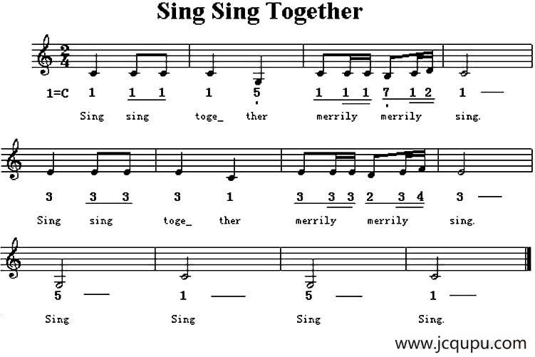 Sing sing together（一起来唱歌）（英文儿歌）简谱