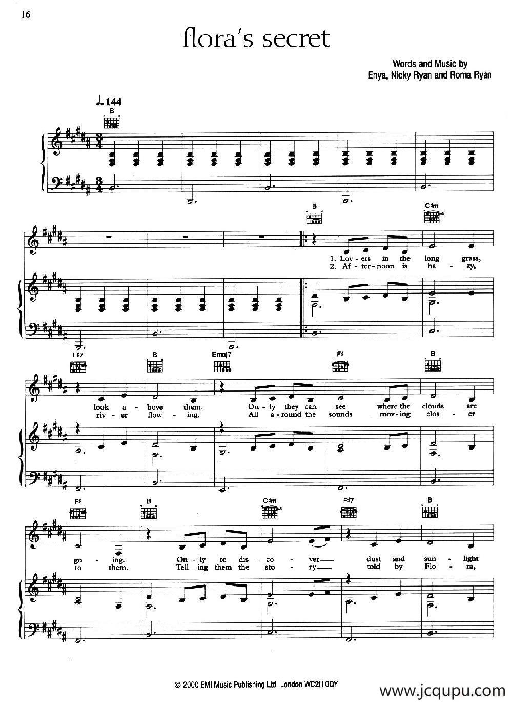 FLORA'S SECRET （花神的秘密）（正谱）简谱