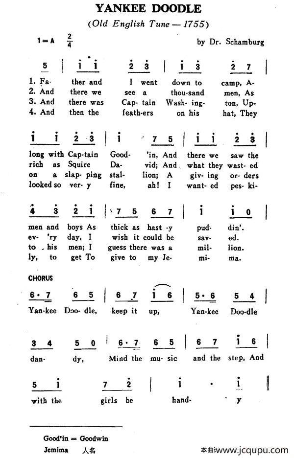 [美] yankee doodle（扬基歌）简谱