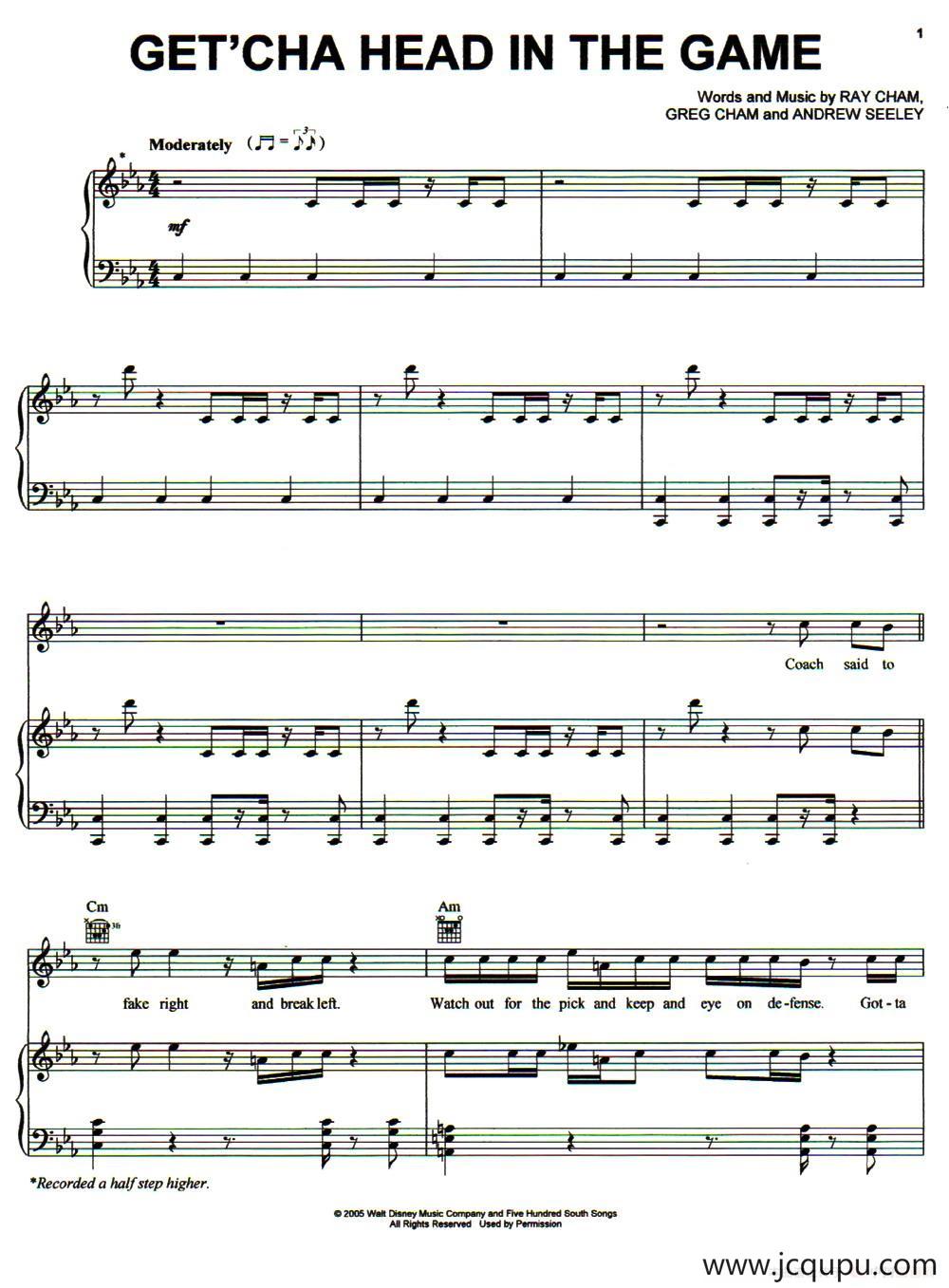 [美]Get'cha Head In The Game（正谱）简谱