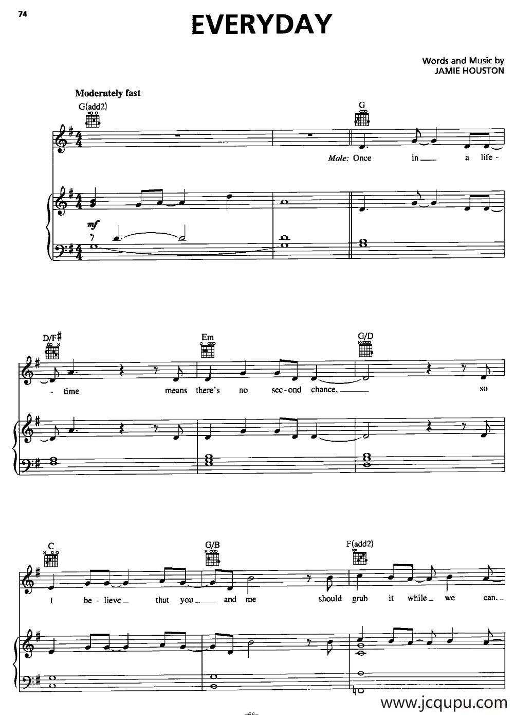 [美]Everyday（正谱）简谱