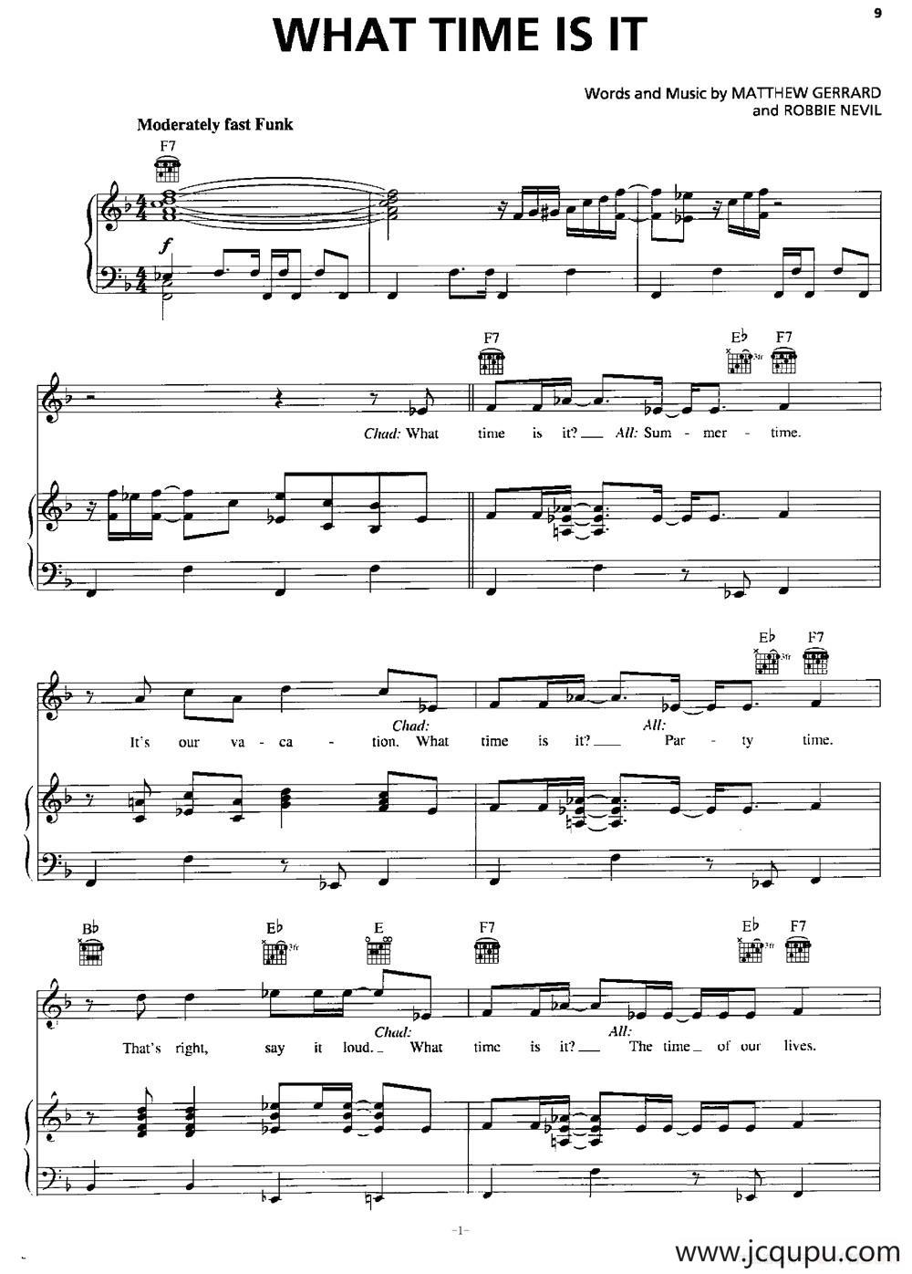 [美] What Time Is In（正谱）简谱