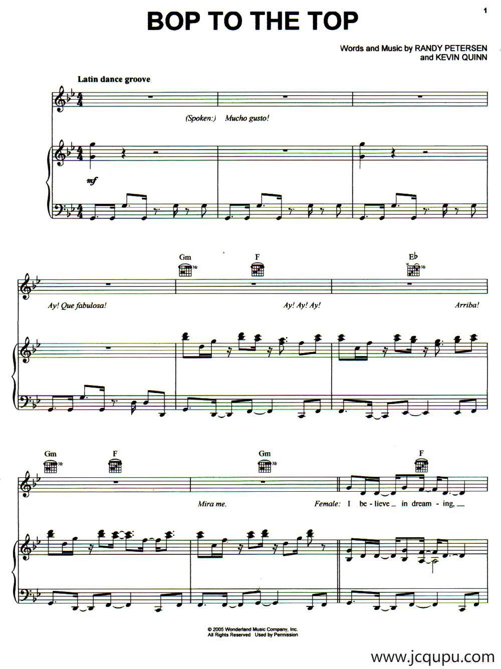 [美]BOP TO THE TOP（舞上巅峰）（正谱）简谱