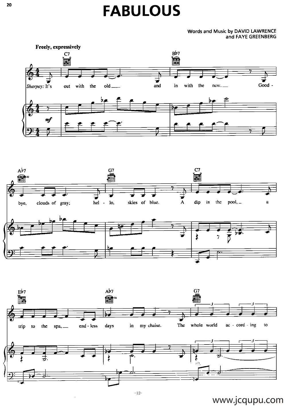 [美]Fabulous（正谱）简谱