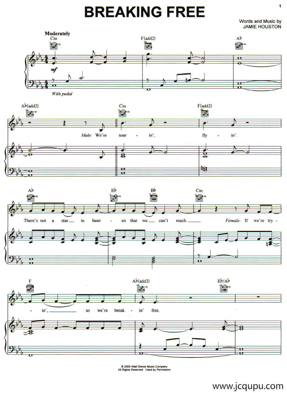 [美]BREAKING FREE（自由无拘束）（正谱）简谱