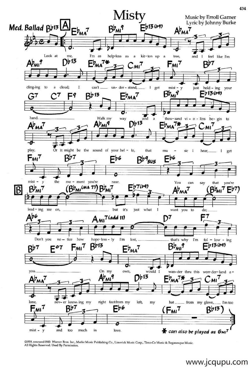 Misty（带和弦五线谱）简谱