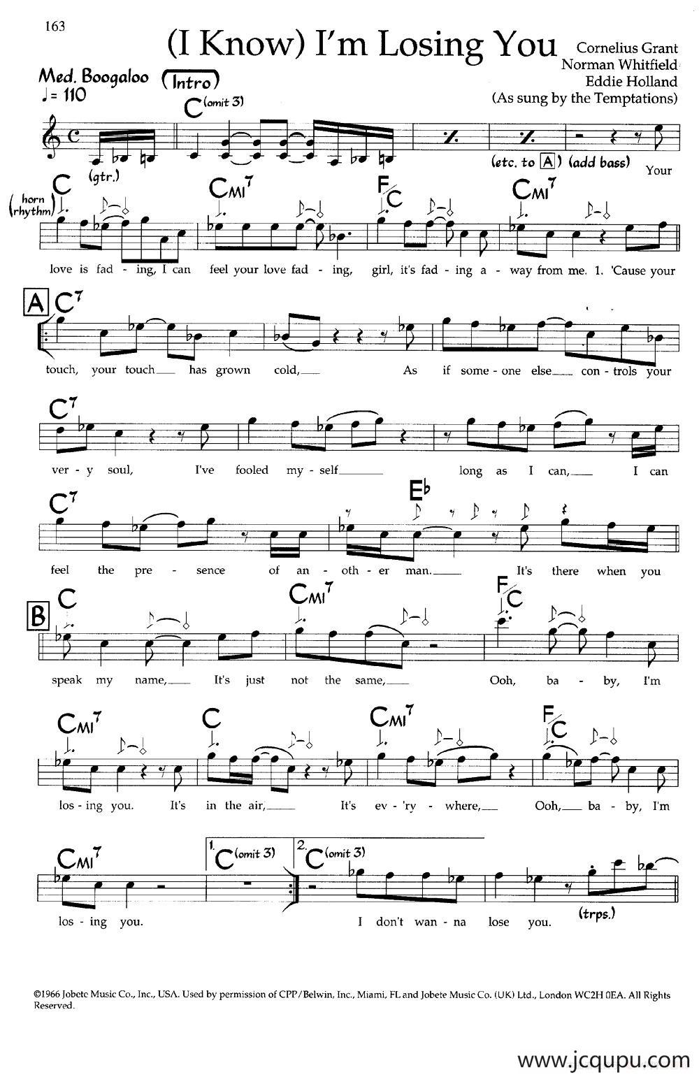 （I Know）I'm Losing You（爵士钢琴弹唱谱）简谱
