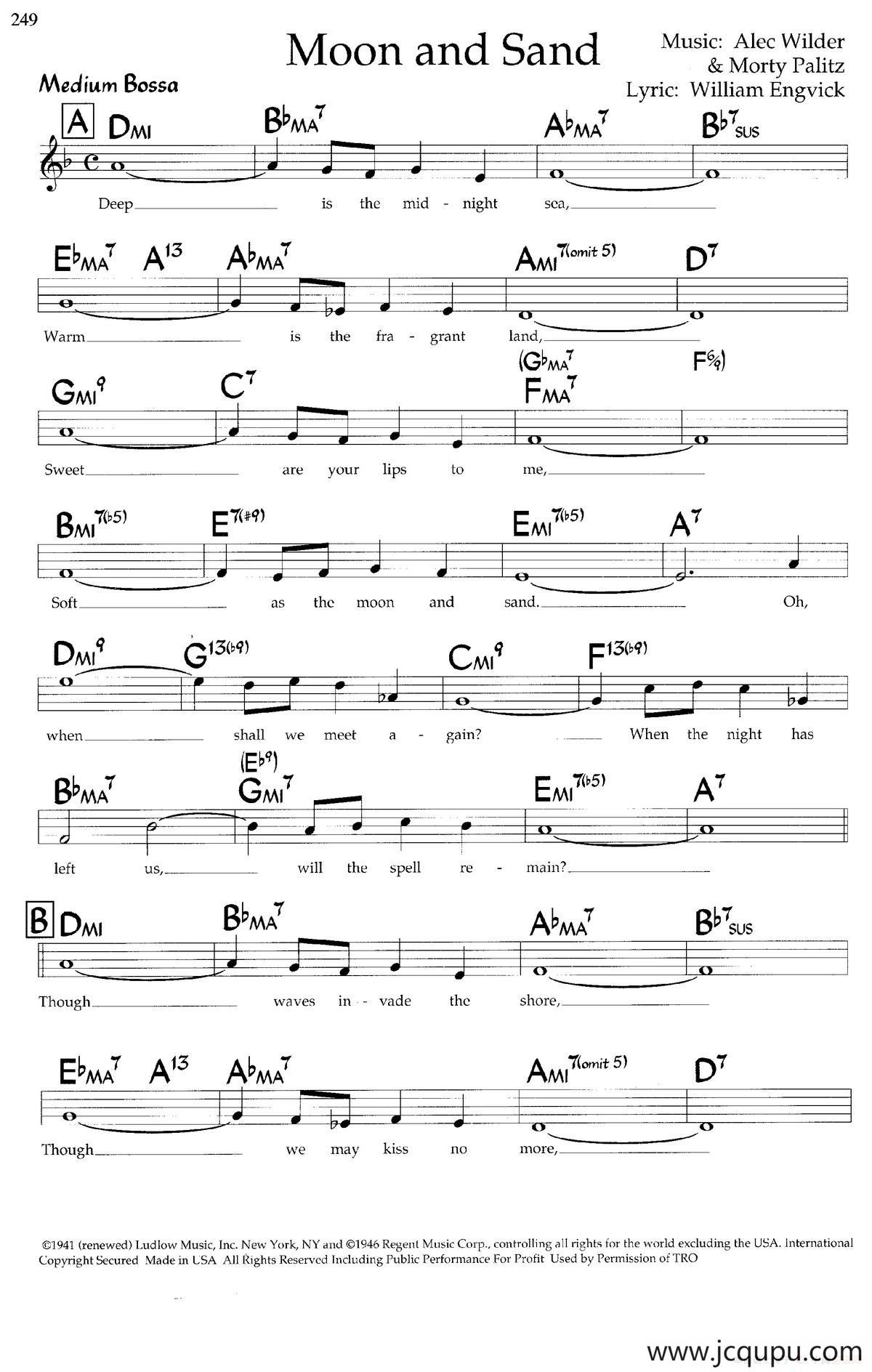 Moon and Sand（带和弦五线谱）简谱