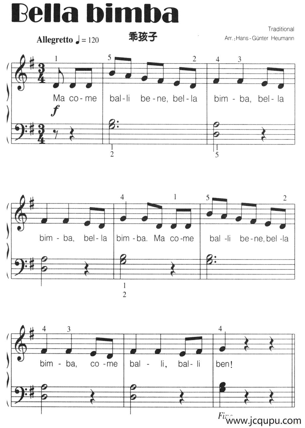 [意]Bella bimba（乖孩子）（弹唱谱）简谱