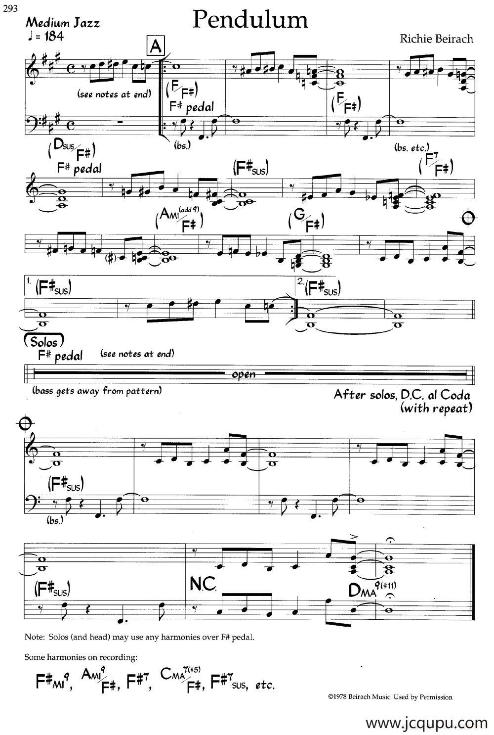 Pendulum（爵士钢琴曲）简谱