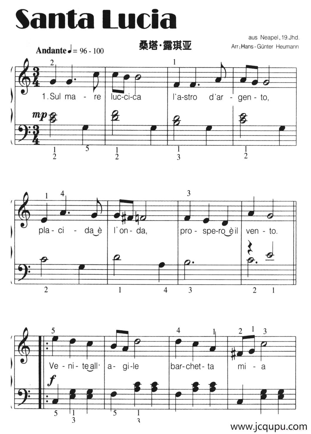 [意]Santa Lucia（桑塔·露琪亚）（弹唱谱）简谱