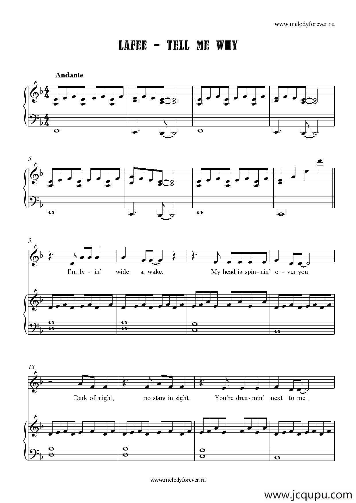 [美]Tell Me Why（美国电视连续剧《吸血鬼日记》插曲）（正谱）简谱