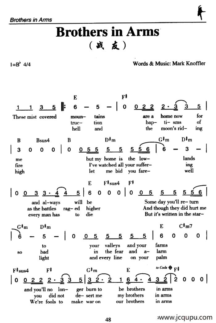Brothers in Arms（战友）简谱
