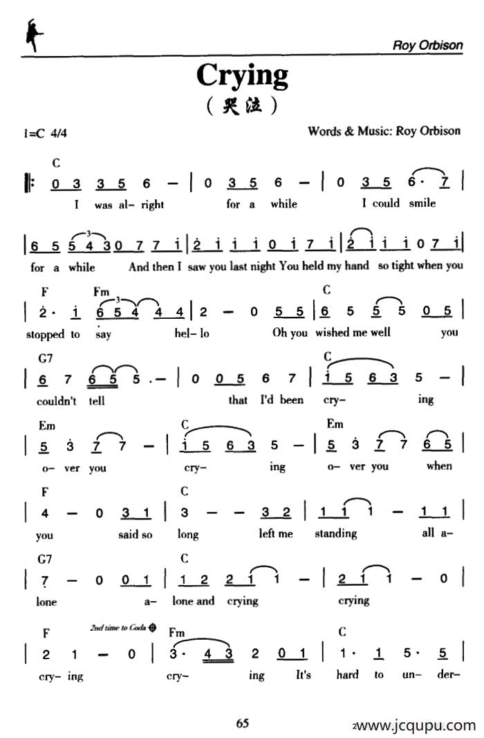 Crying（哭泣）简谱
