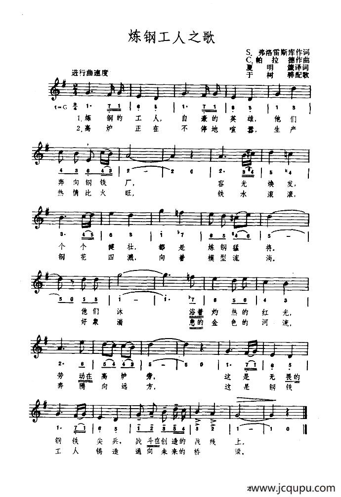 [罗马尼亚]炼钢工人之歌（简线混排）简谱