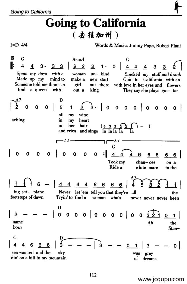 Going to California（去往加州）简谱