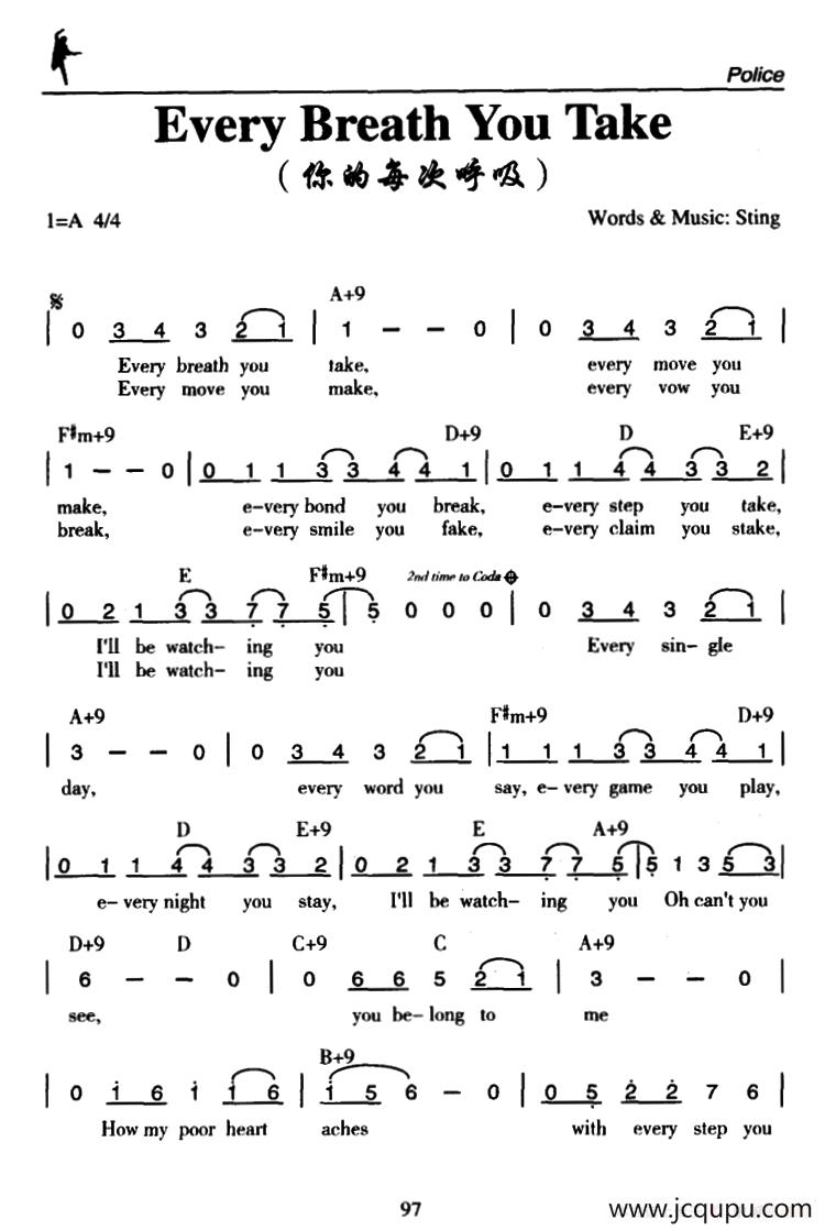 Every Breath You Take（你的每次呼吸）简谱
