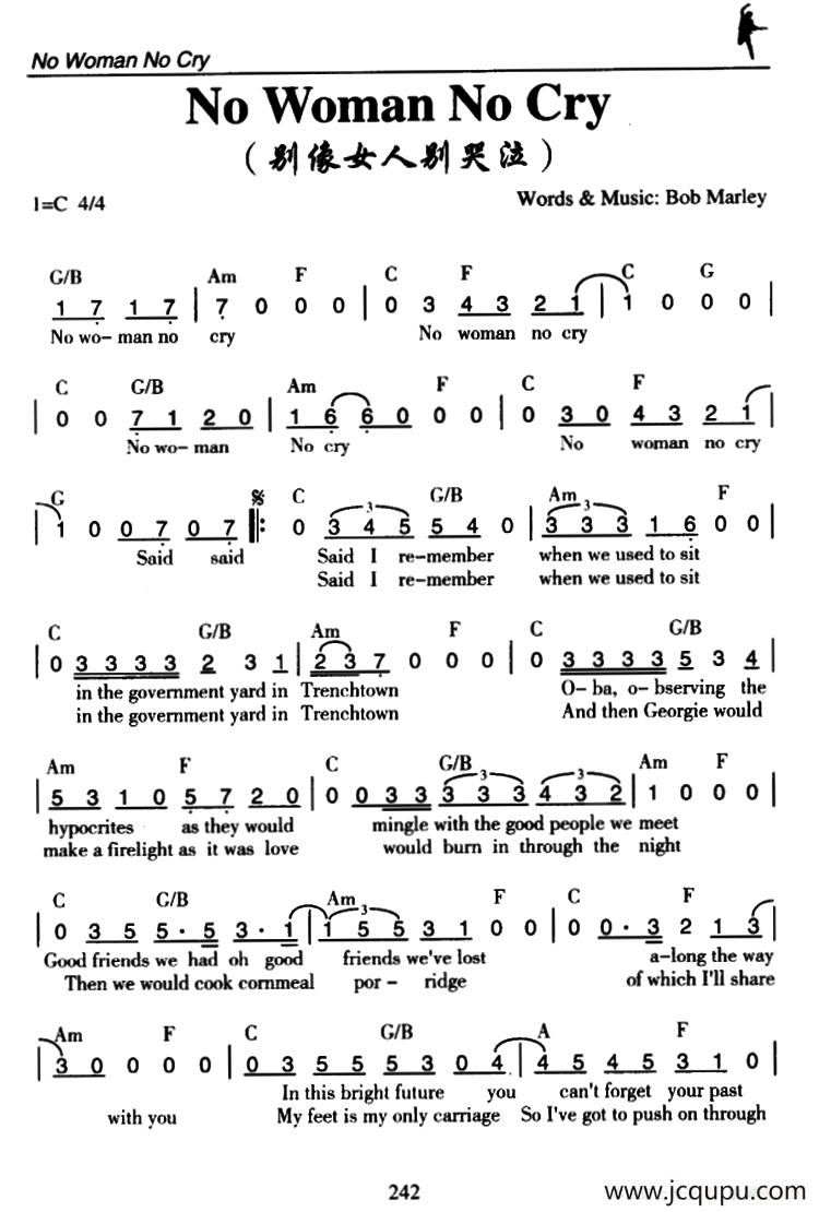 No Woman No Cry（别像女人别哭泣）简谱