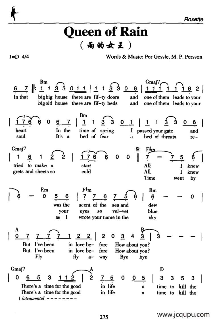 Queen of Rain（雨的女王）简谱