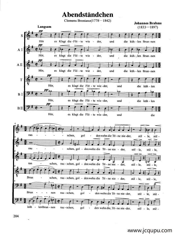 Abendstandchen（合唱 正谱）简谱