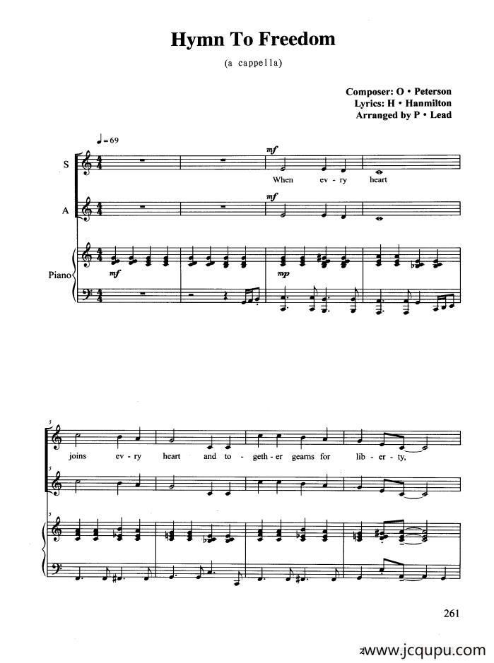 Hymn To Freedom（合唱 正谱）简谱