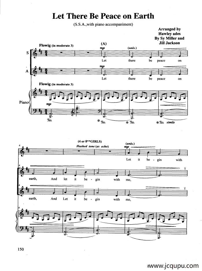 Let There Be Peace on Earth（合唱 正谱）简谱