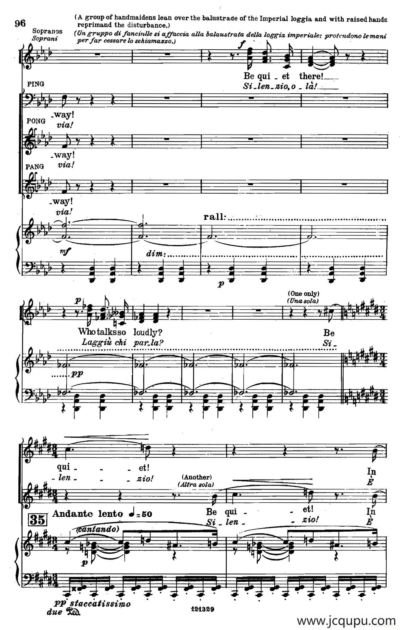 《图兰朵公主》三幕五场歌剧（英意双语）全谱（钢琴伴奏谱 P101——110）简谱