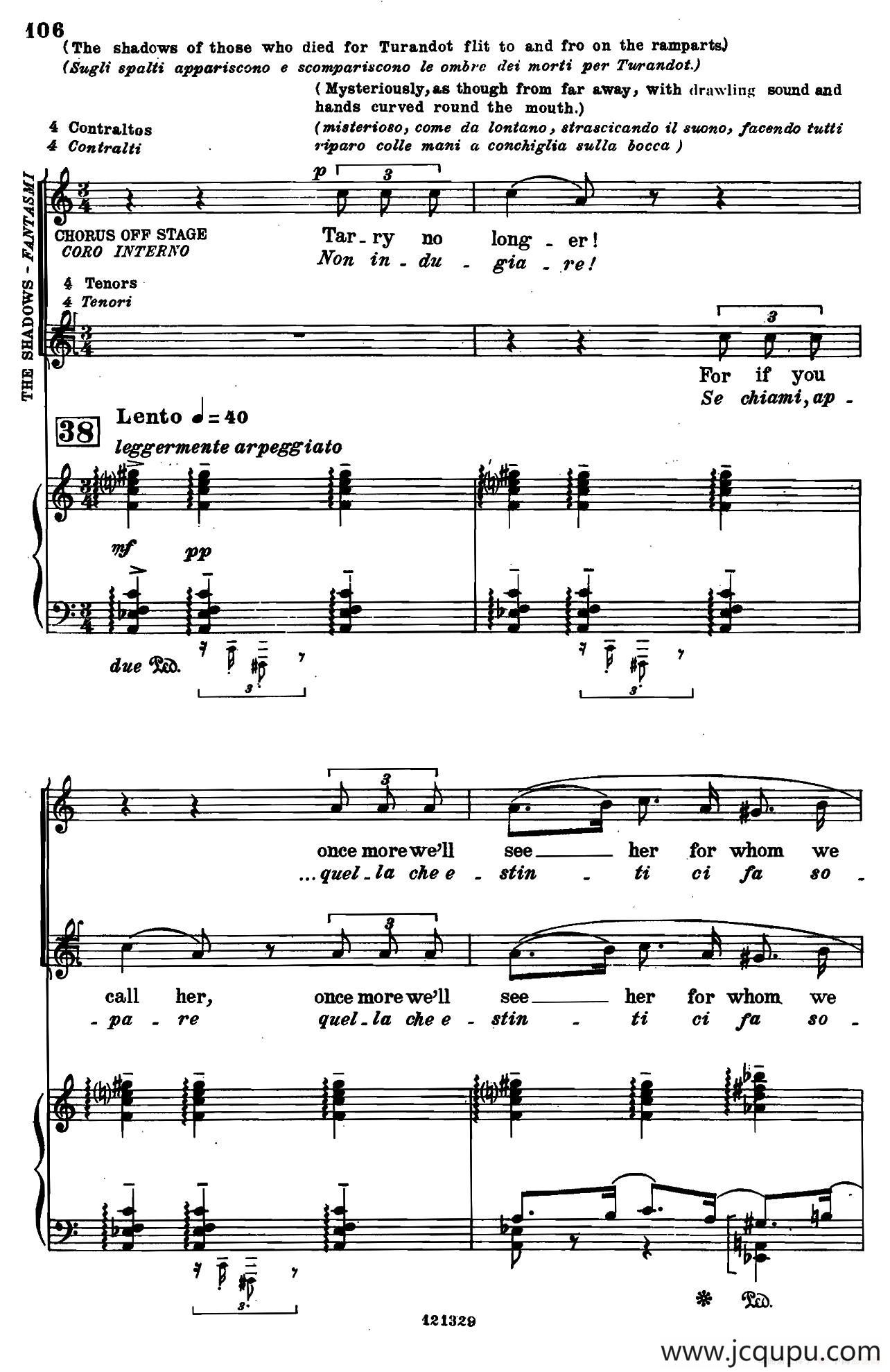 《图兰朵公主》三幕五场歌剧（英意双语）全谱（钢琴伴奏谱 P111——122）简谱