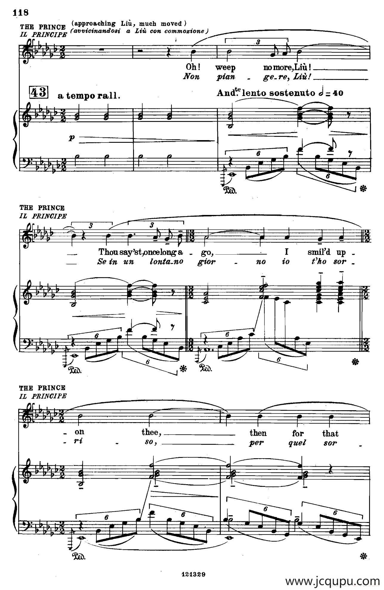 《图兰朵公主》三幕五场歌剧（英意双语）全谱（钢琴伴奏谱 P123——151）简谱