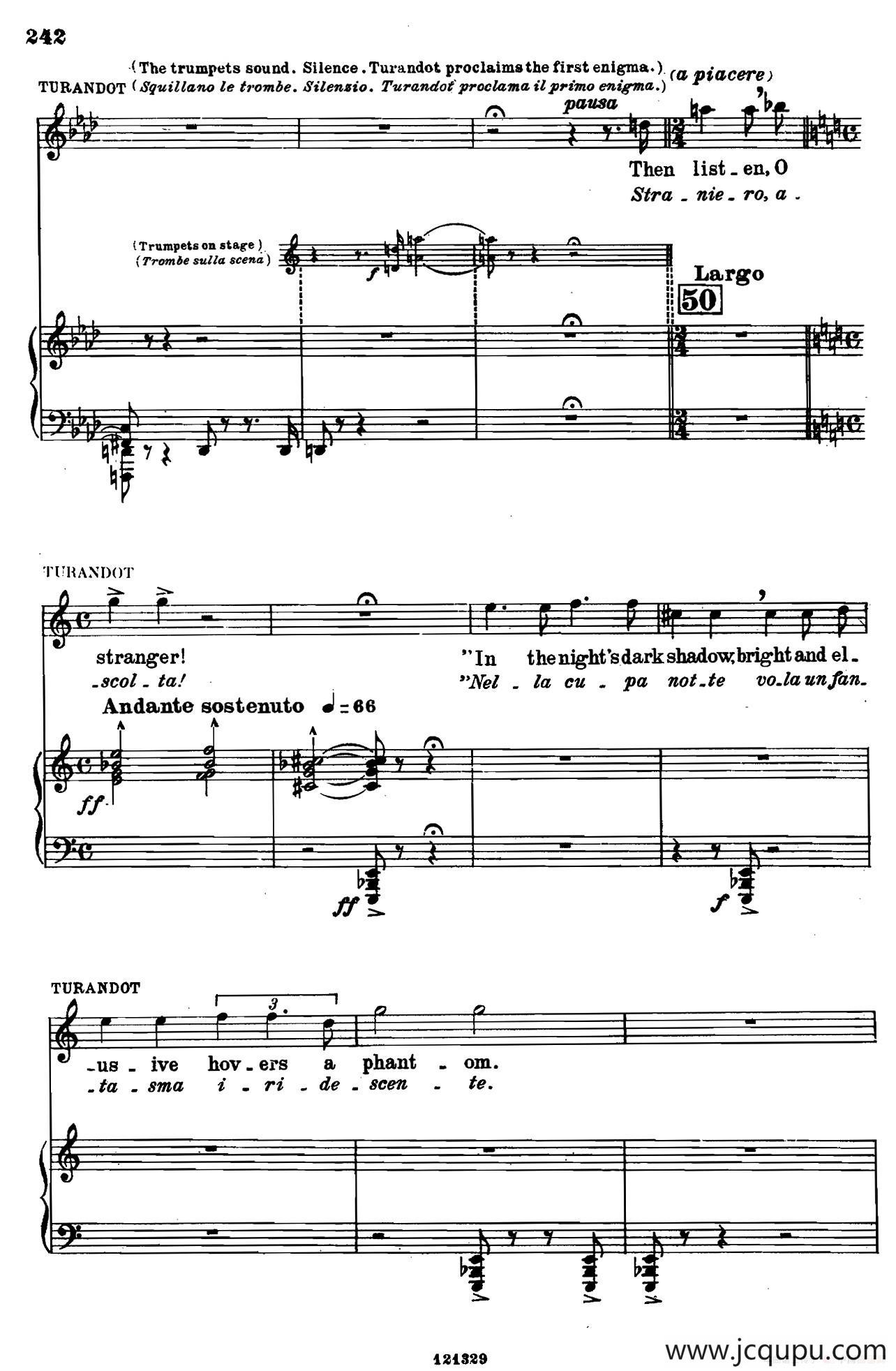 《图兰朵公主》三幕五场歌剧（英意双语）全谱（钢琴伴奏谱 P251——263）简谱