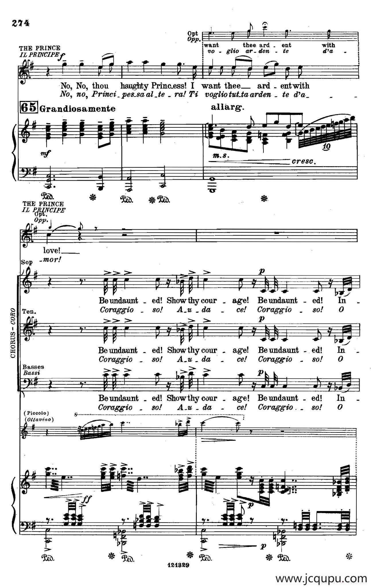 《图兰朵公主》三幕五场歌剧（英意双语）全谱（钢琴伴奏谱 P283——293）简谱