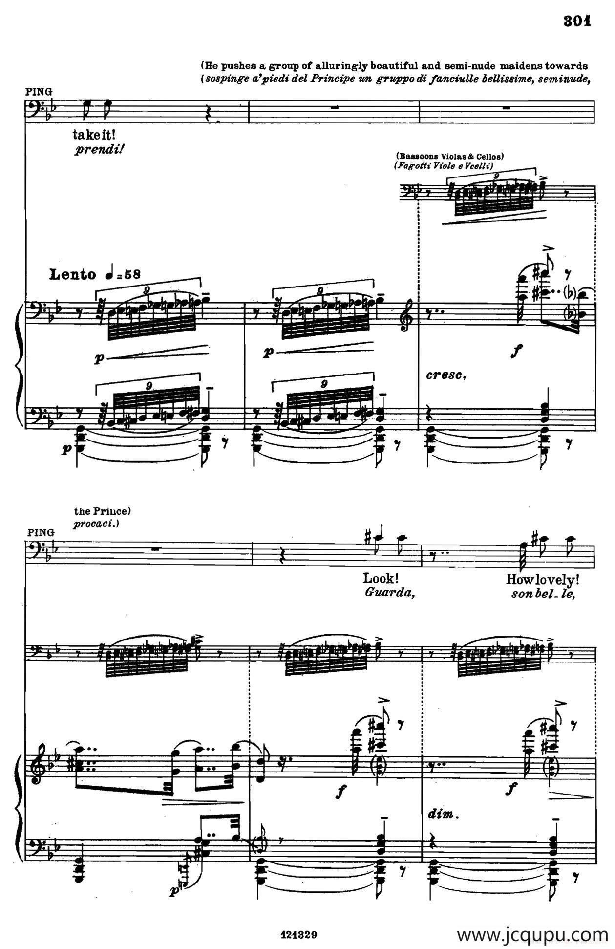 《图兰朵公主》三幕五场歌剧（英意双语）全谱（钢琴伴奏谱 P312——334）简谱