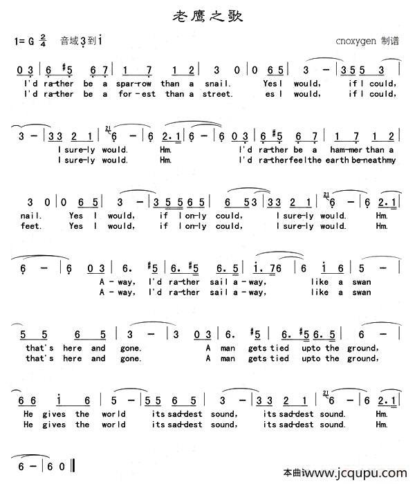 [秘鲁]老鹰之歌（秘鲁民歌）简谱