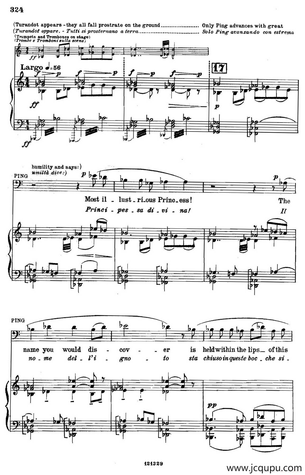 《图兰朵公主》三幕五场歌剧（英意双语）全谱（钢琴伴奏谱 P335——354）简谱