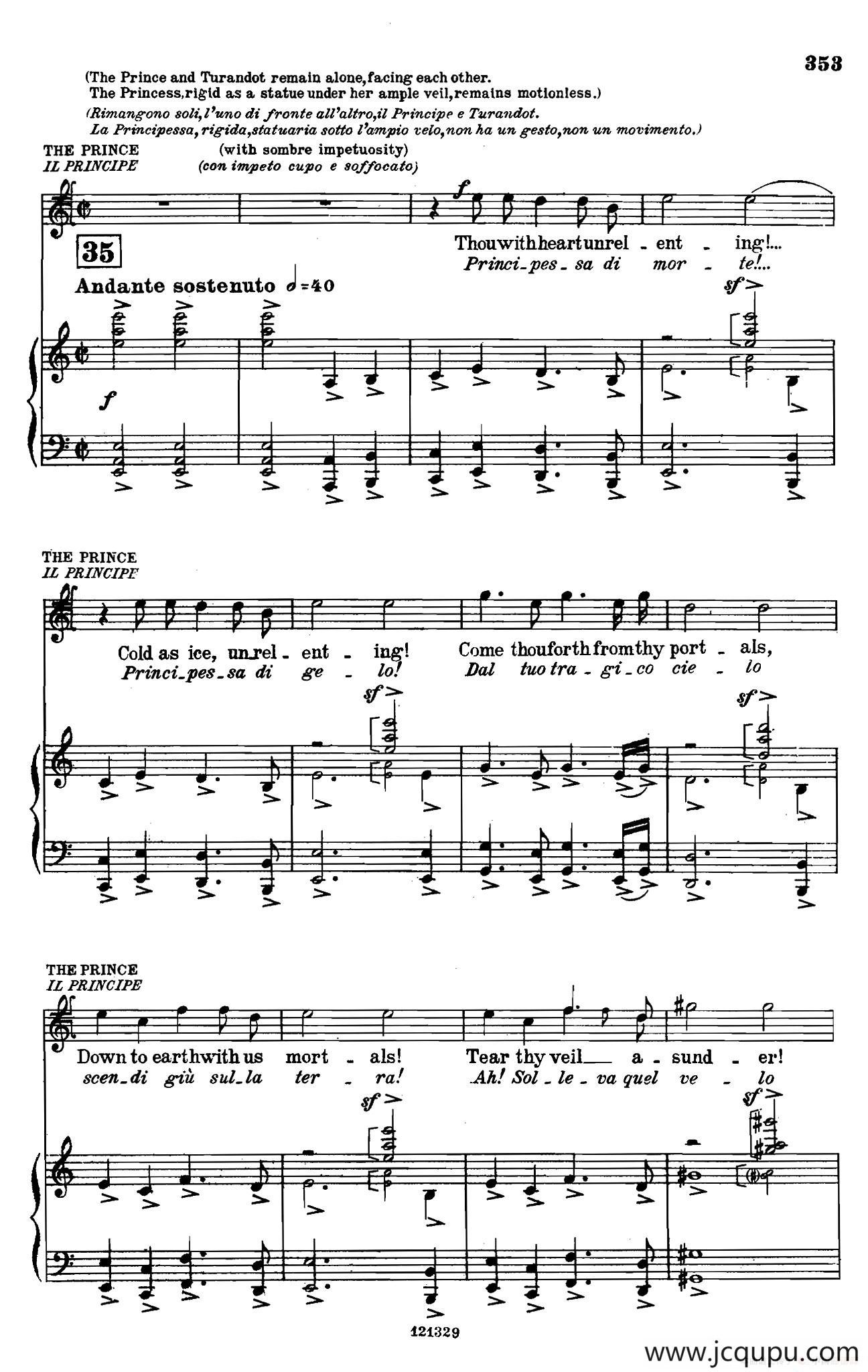 《图兰朵公主》三幕五场歌剧（英意双语）（钢琴伴奏谱 P364——373）简谱