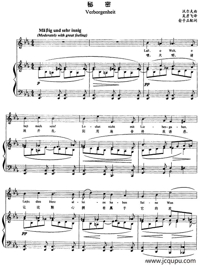 秘密（沃尔夫曲、正谱）简谱