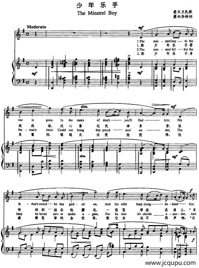 [爱尔兰]少年乐手（正谱）简谱