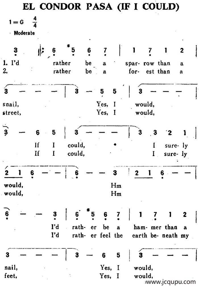 EL CONDOR PASA（IF I COULD）（如果我能够）简谱