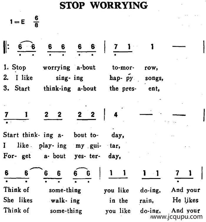 STOP WORRYING（不要忧虑）简谱