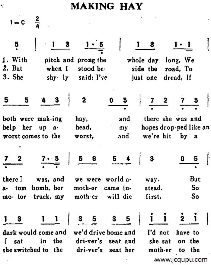 [加拿大]MAKING HAY（晒稻草）简谱