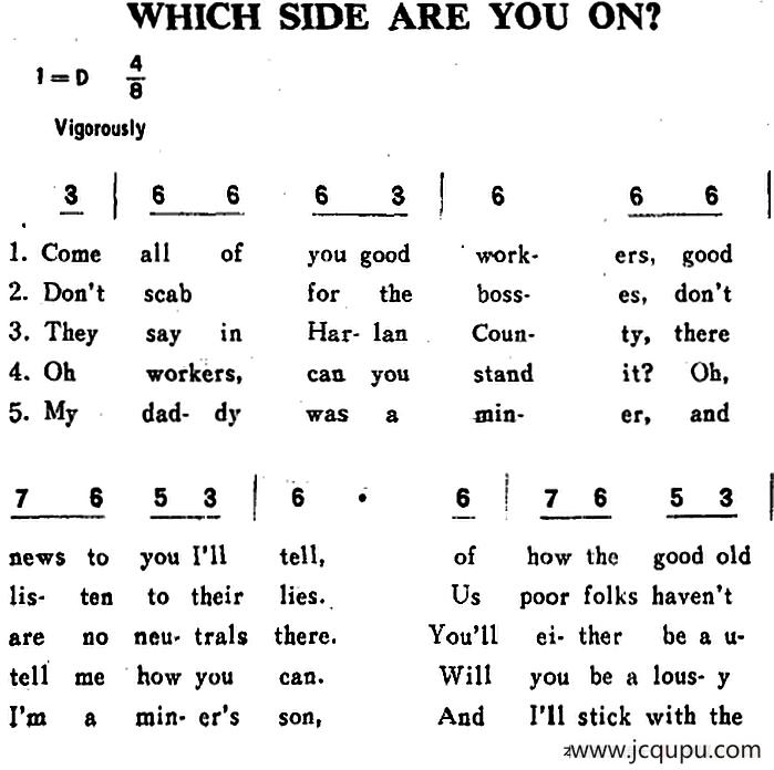 [美]WHICH SIDE ARE YOU ON？（你站在哪一边）简谱