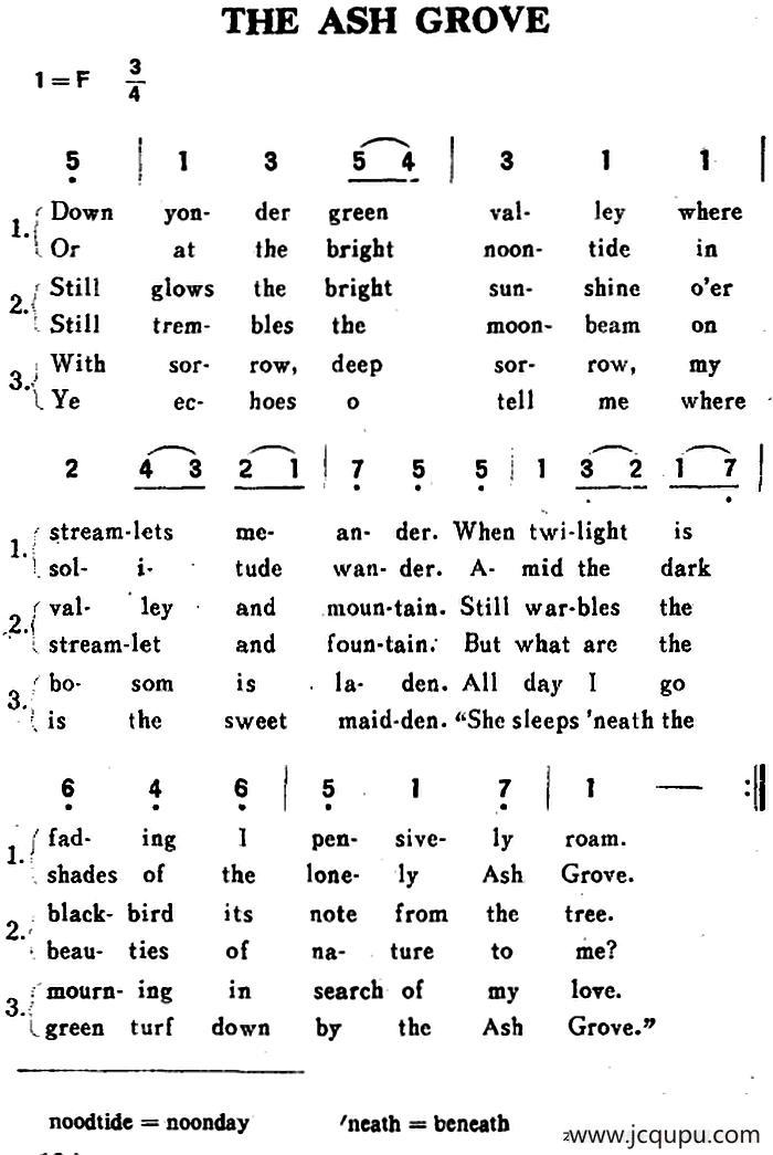 [英]THE ASH GROVE（梣丛）简谱